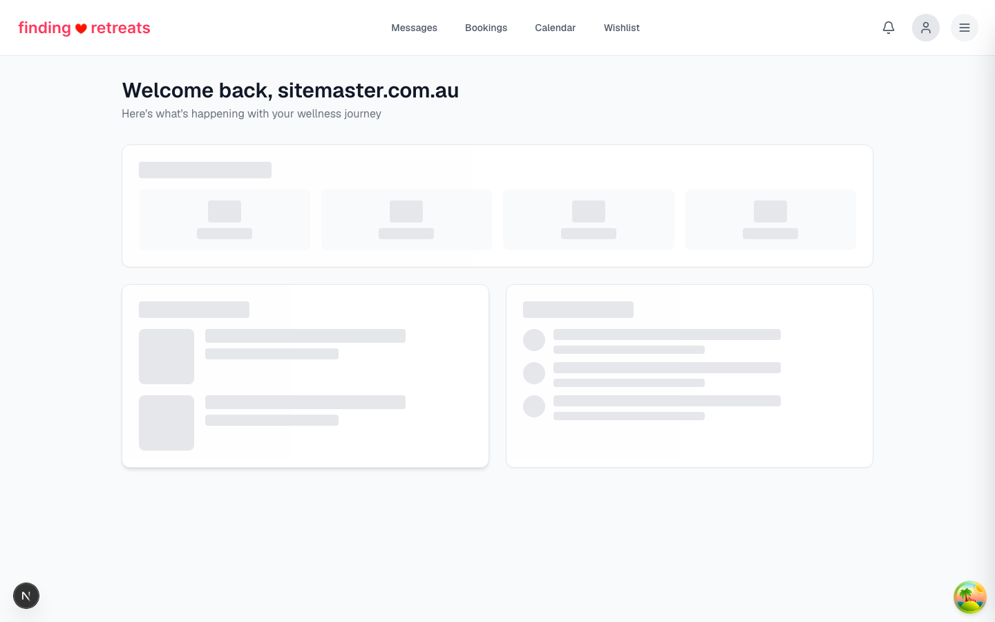 The guest dashboard showing trips, wishlist and recently viewed sections