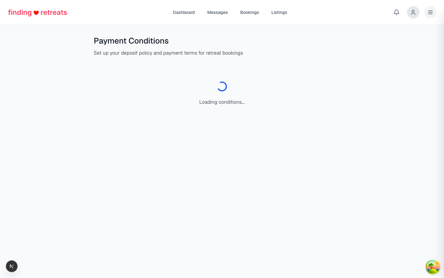 The conditions page showing advance notice settings