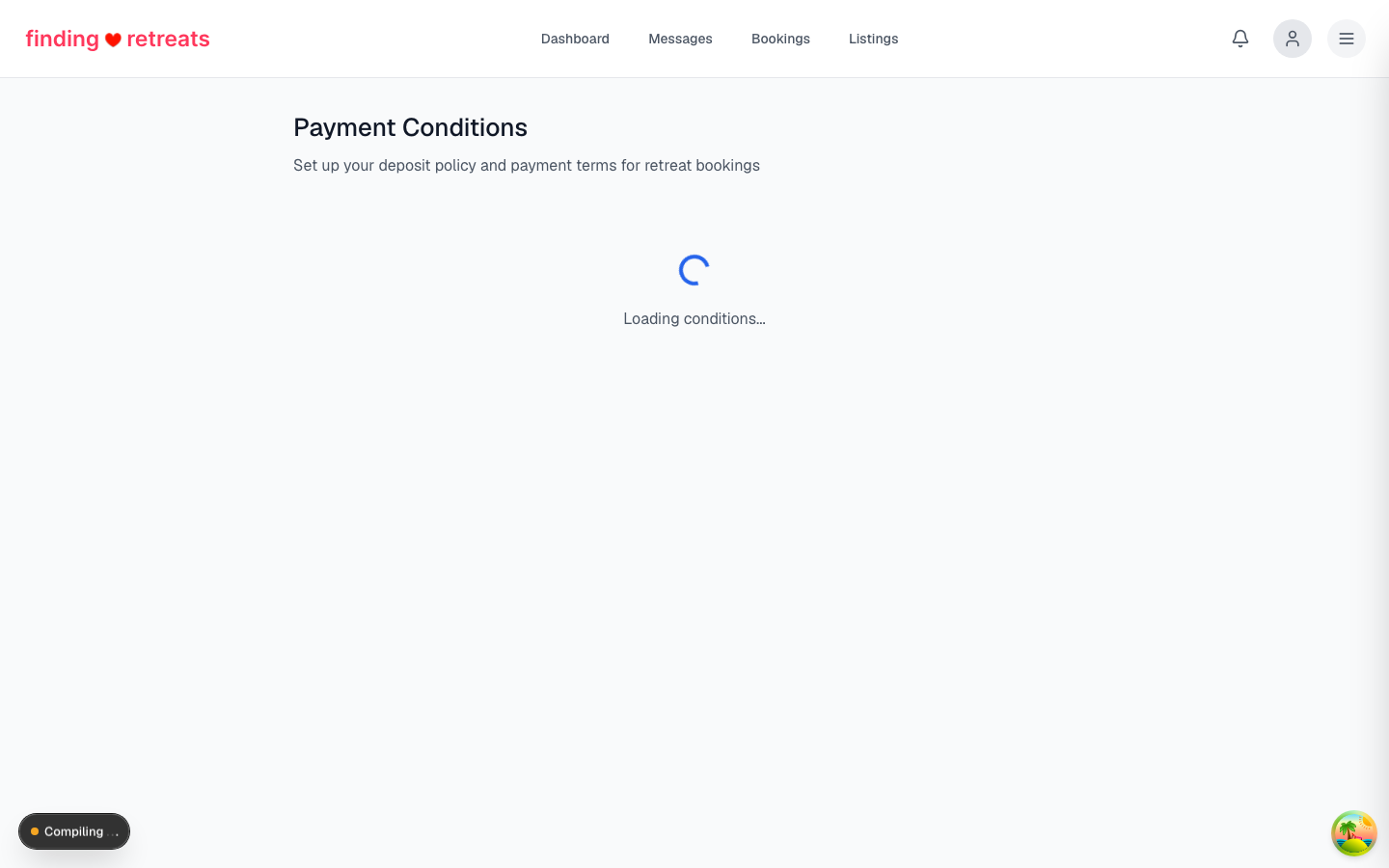 The conditions page showing booking buffer settings